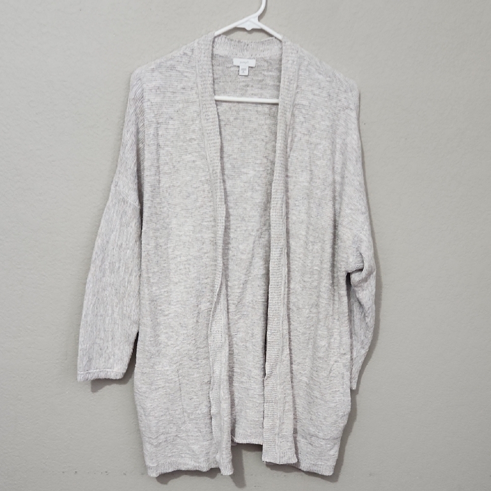 Pure Jill Cardigan XL Petite Long Sweater Gray White